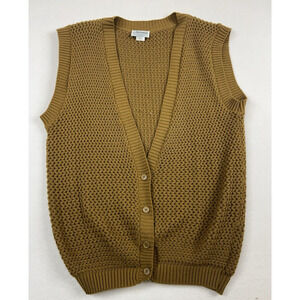 Vintage Amana Woolen Mill V Neck Sweater vest Womens 3x Yellow Mustard